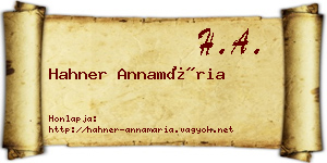 Hahner Annamária névjegykártya