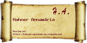 Hahner Annamária névjegykártya